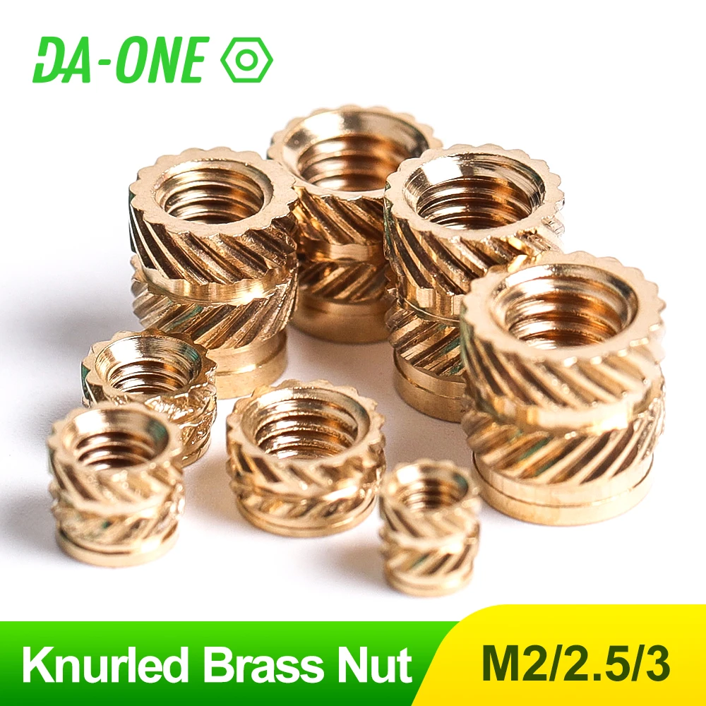 

DA ONE M2 M2.5 M3 Hot Melt Inset Nuts 100/200 Pcs SL-Type Double Twill Knurled Injection Brass Nut For 3D Printed Parts
