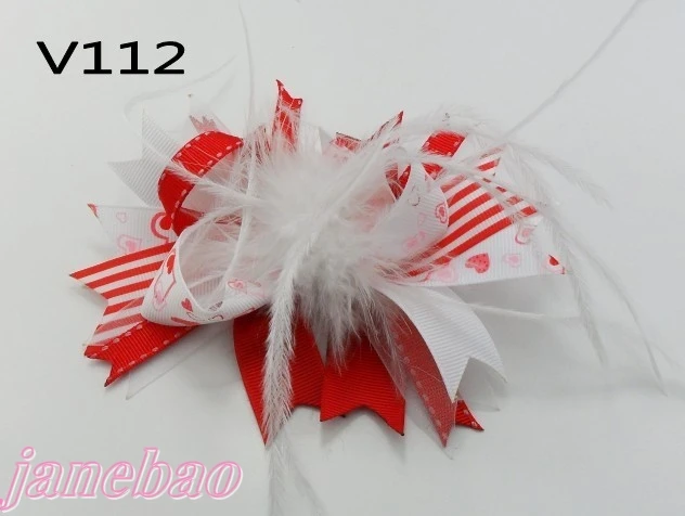 100 шт, банты для волос на День святого Валентина, банты из бутика для девочек, заколки для волос на День святого Валентина, заколки для волос с сердечками