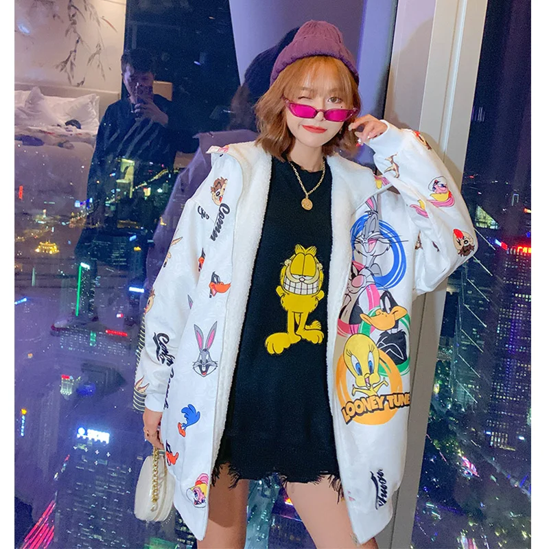 Женские толстые пальто с капюшоном модные парки из овечьей шерсти Осень зима