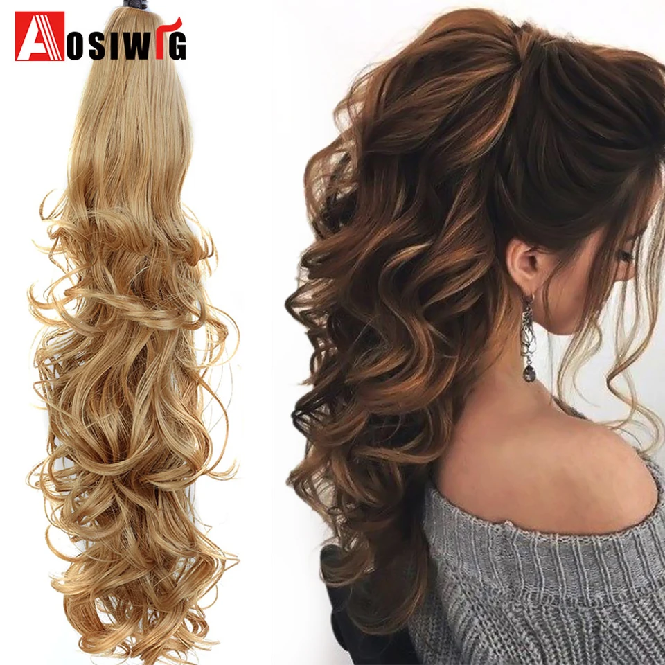 Женские длинные волнистые когти AOSIWIG накладные конский хвост на клипсе