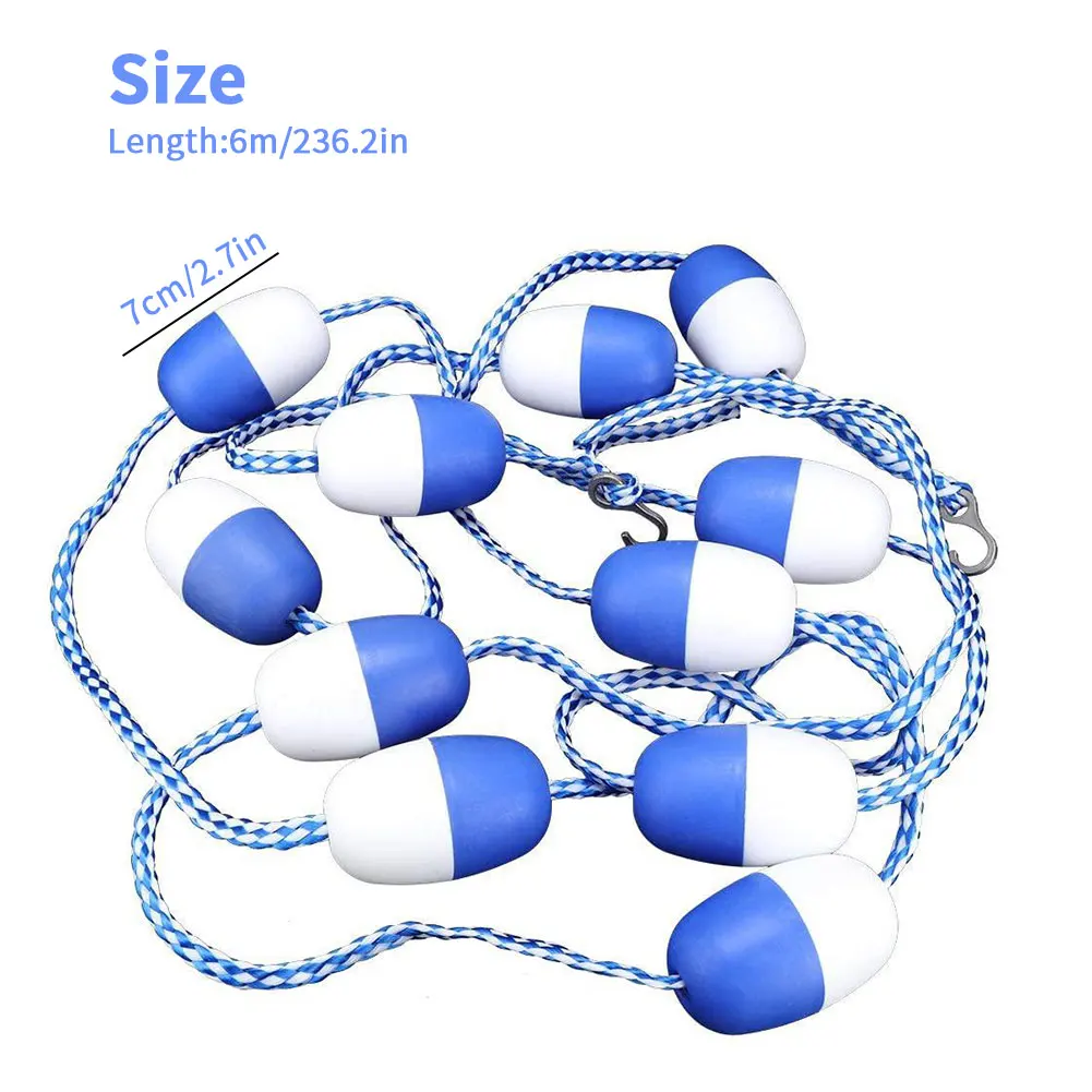

6m Swimming Pool Safety Divider Rope Floaing Ball Lane Line Hooks Waterways Accessory Floating Rope Lane Line Pool Equipment