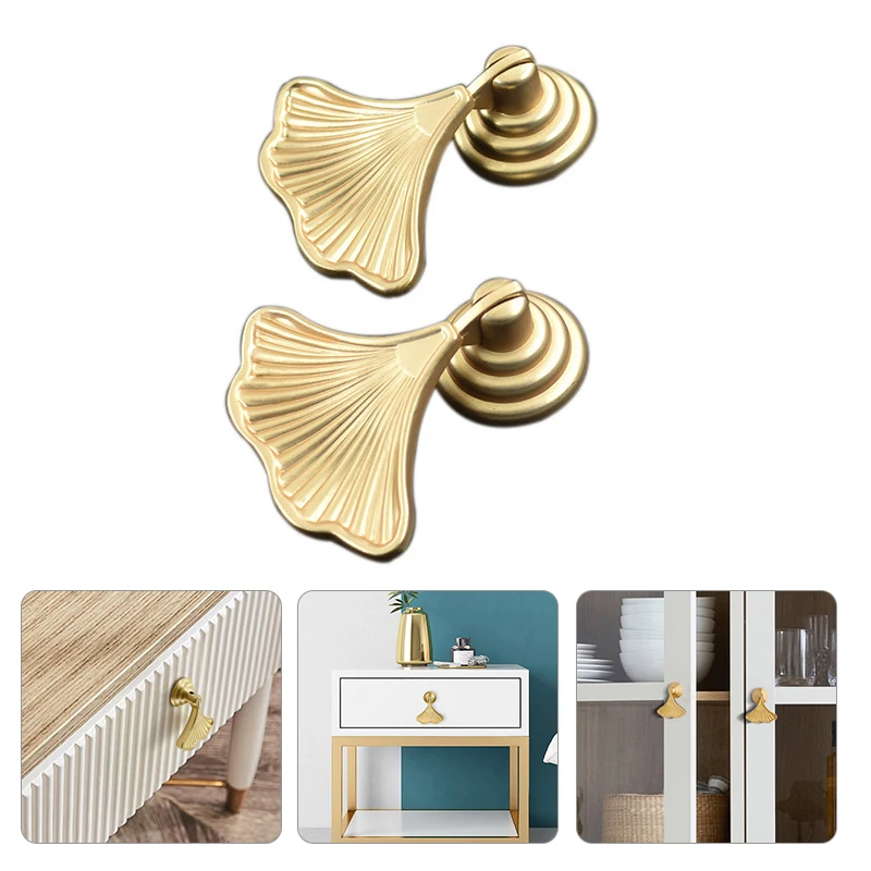 

Simple Leaf Furniture Hardware Drawer Cupboard Single Hole Handle Shoe Cabinet Bedside Table Fan-shaped Single Hole Brass Handle