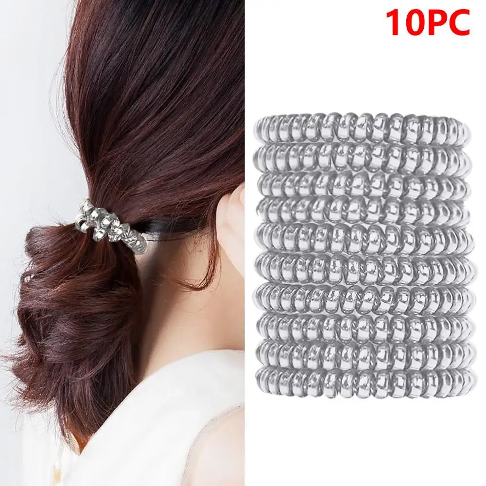 10 PCS 100 шт Спиральные волосы женские резиновые веревки для волос эластичные резинки для волос спиральная форма Галстуки для волос аксессуары телефонная проводная линия головная повязка L20 - Цвет: 10 PCS
