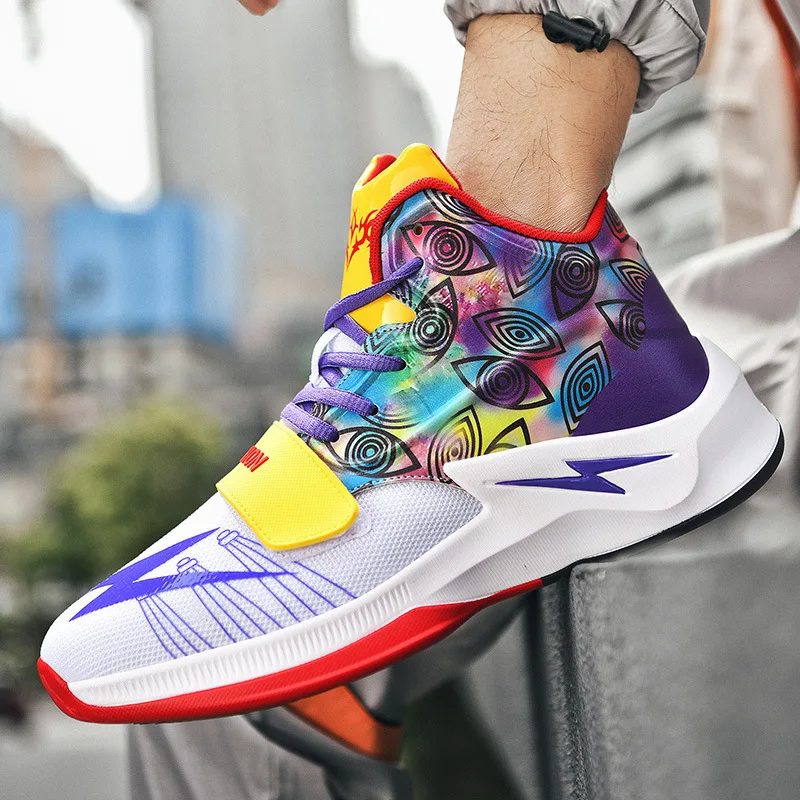 Fashion Mesh Trainers Basketball Shoes High Top Men's Basketball Shoes Colorful Ptinted Designer Shoes Men Zapatillas Baloncesto