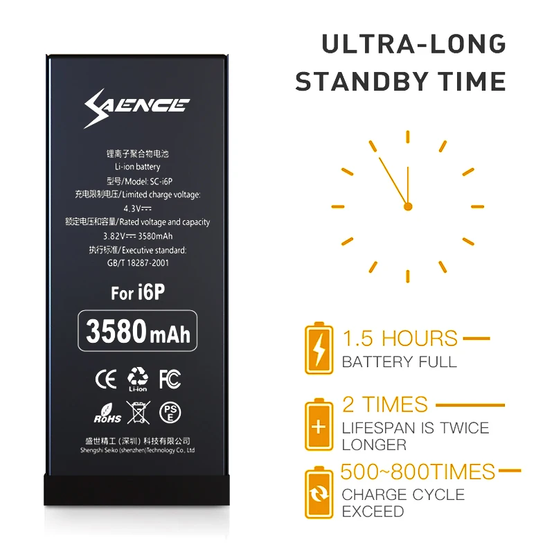 Bater&iacute;a de tel&eacute;fono de alta capacidad para iPhone, repuesto Original para iPhone 5, 5S, 5C, SE, 6, 6S, 7, 8 Plus, X, XS, MAX, XR, 11, ciclo 0, 100%-2