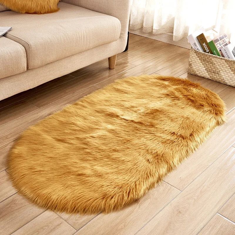 Fur Artificial Sheepskin Hairy Carpet Living Room Bedroom Rugs Skin Plain Fluffy Area Washable Faux Mat | Дом и сад