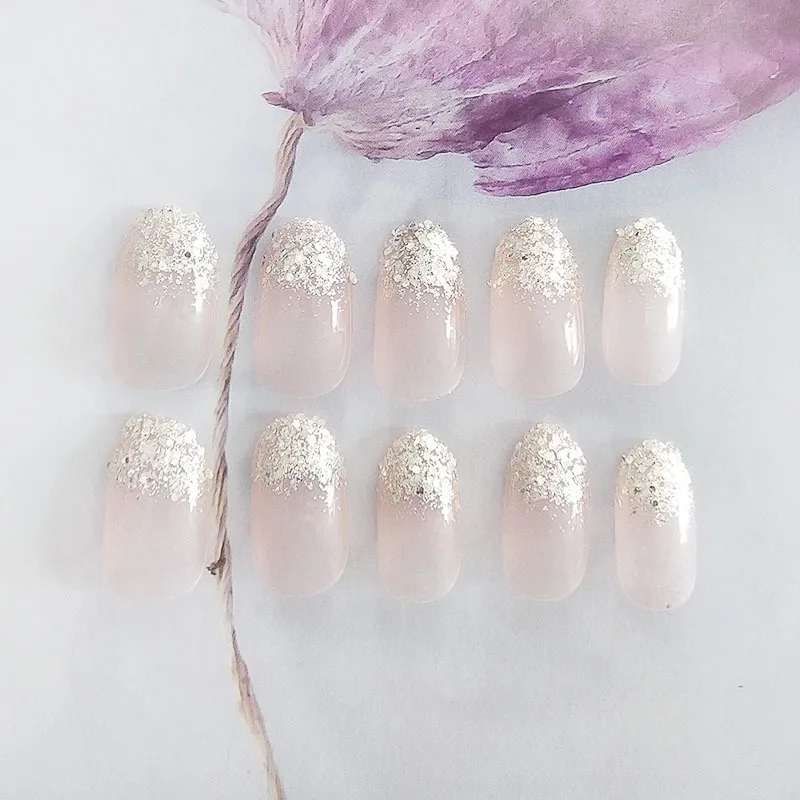 Накладные ногти прозрачного желеобразного цвета 24 шт. накладные в летнем стиле