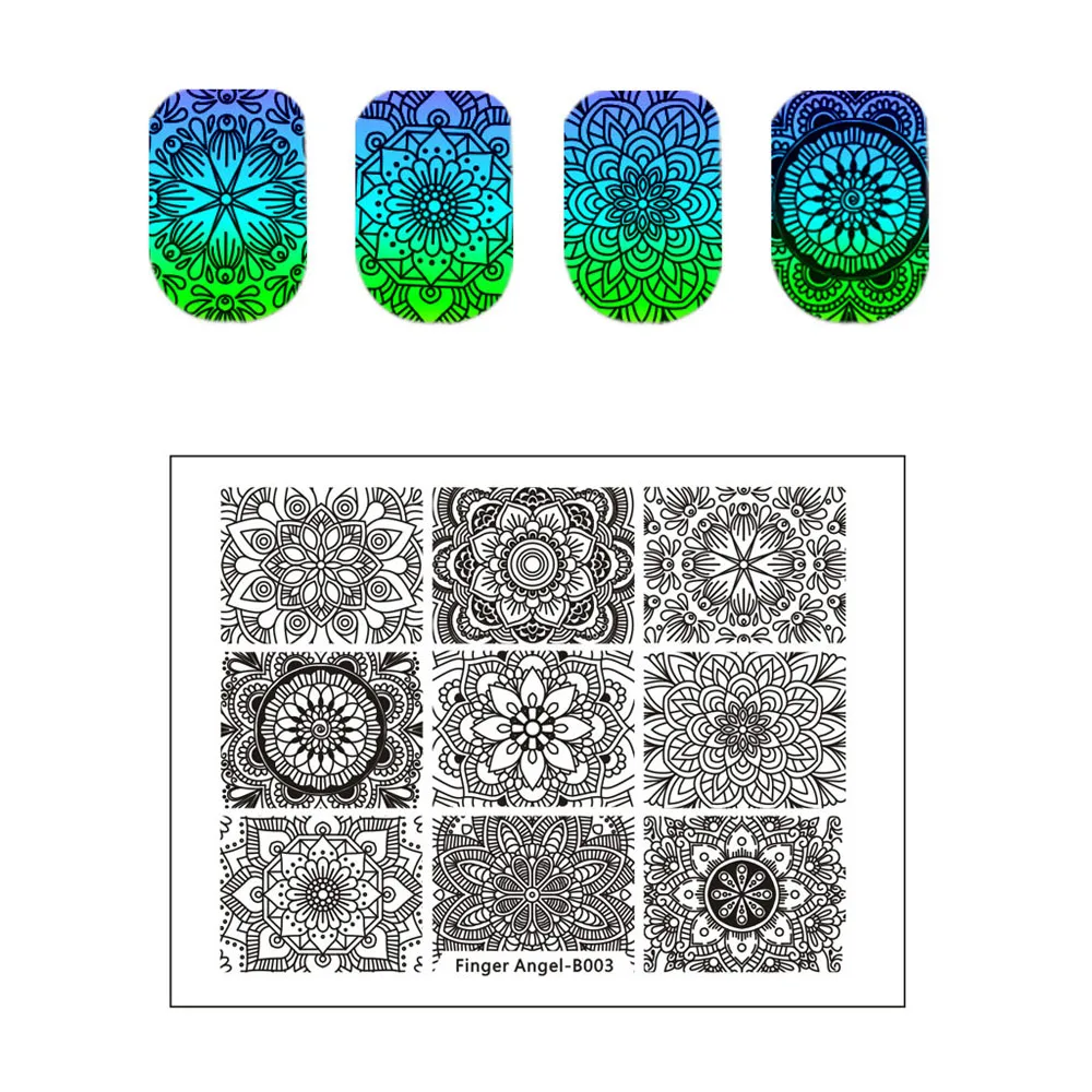 10 шт. штамповочных пластин для ногтей + 1 силиконовые штампы шаблоны изображения