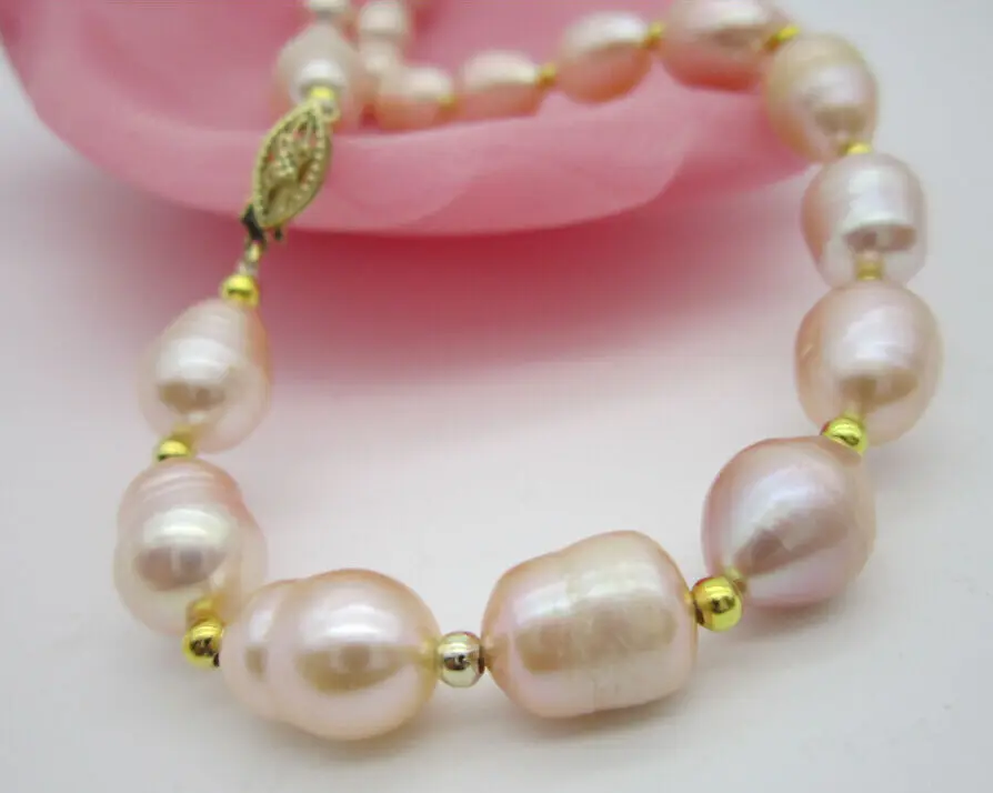 

BEAUTIFUL AAA+ 11-13mm NATURAL SOUTH SEA PINK PEARL NECKLACE 18 INCH