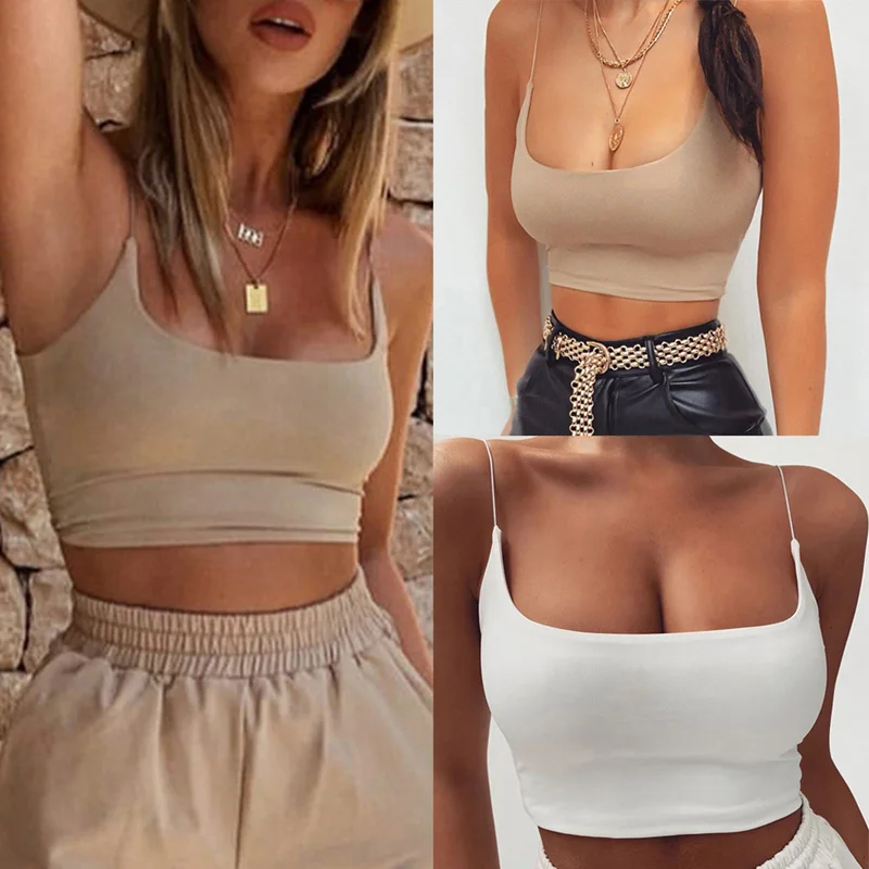 

Womens Summer Tanks Tops Sleeveless Cotton Bustier Unpadded Bandeau Bra Vest Crop Top Seamless Tees