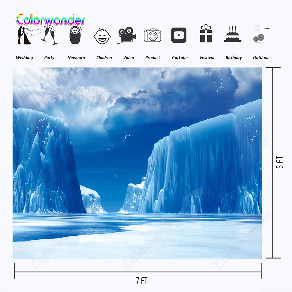 Огромный Айсберг синий фон для фотографии эффектный Ледяной Мир снег зима дети