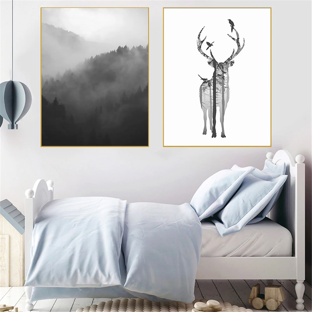 Скандинавский стиль горный лес холст художественный принт абстрактная живопись