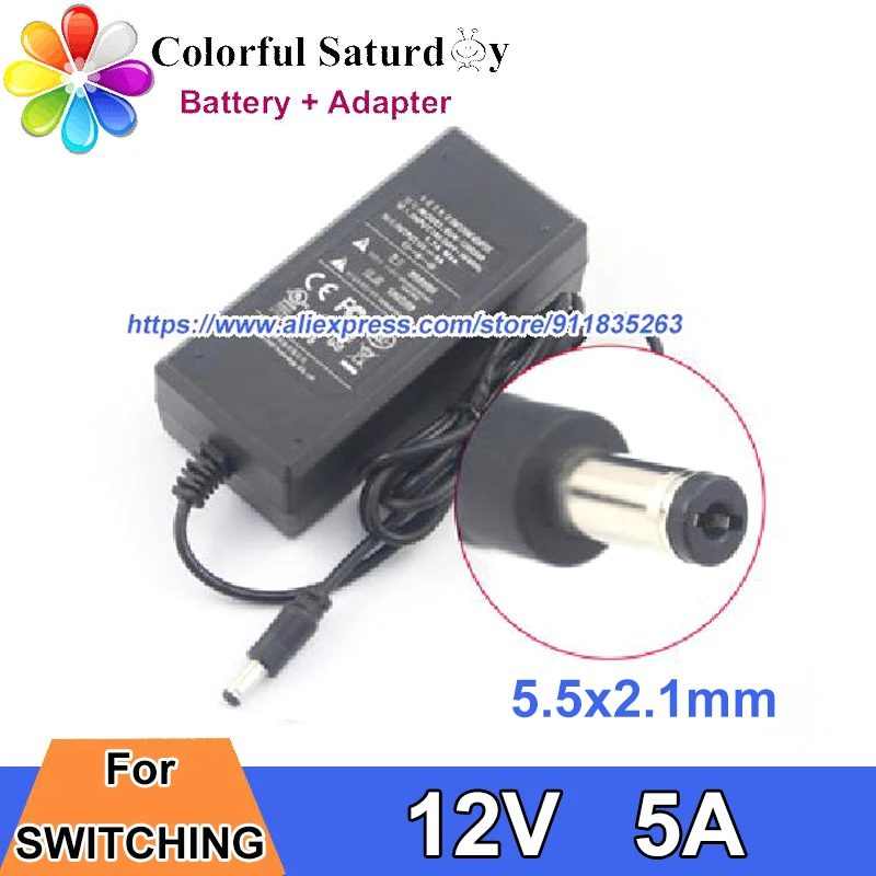 

SWITCHING SUN-1200500 Power Adapter 12V 5A For MSI OPTIX AG32C AG32CQ MAG27CQ AG32CQ MAG27CQ MAG271R Charger ED322Q ED273UR