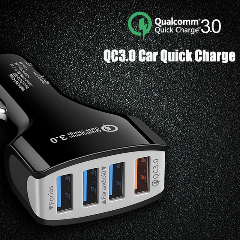 35 вт 4 порта USB автомобильное зарядное устройство QC 3 0 быстрая зарядка для iPhone 11 Pro