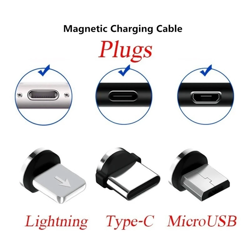 Magnetic Plug Magnetic Charging Cable Adapter 8 Pin Micro USB Type C Magnetic Connector For iPhone Xiaomi Samsung Huawei