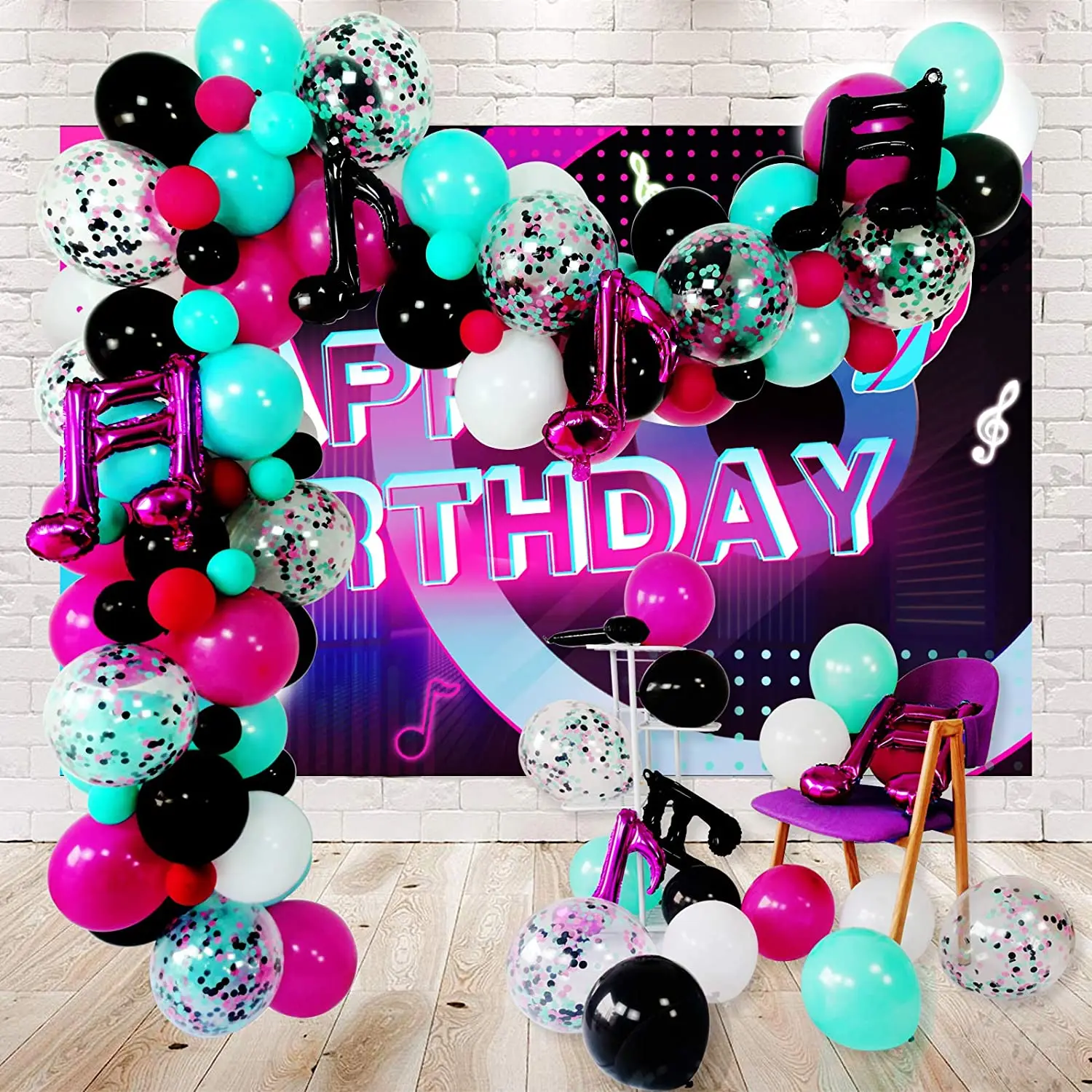 1Set Birthday Party Music Balloon Foil Background DIY Curtains Musical Note Supplies for Both Kids and Adults Decor | Дом и сад