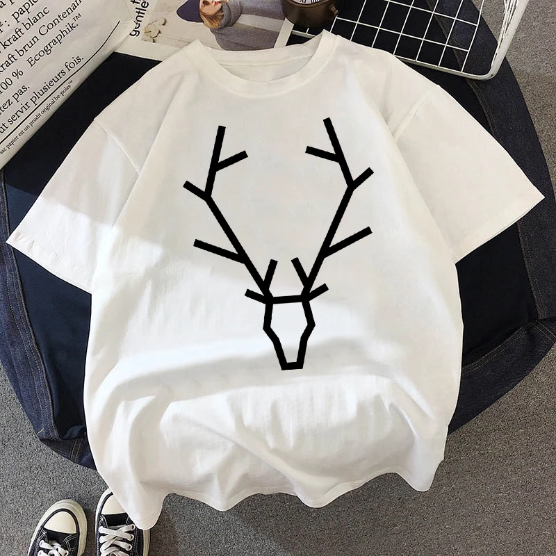 

Casual Harajuku Lady Girl Tops Tee Geometric Animals Fox Print Women T-Shirt Summer Short Sleeve Casual O-neck Tshirt