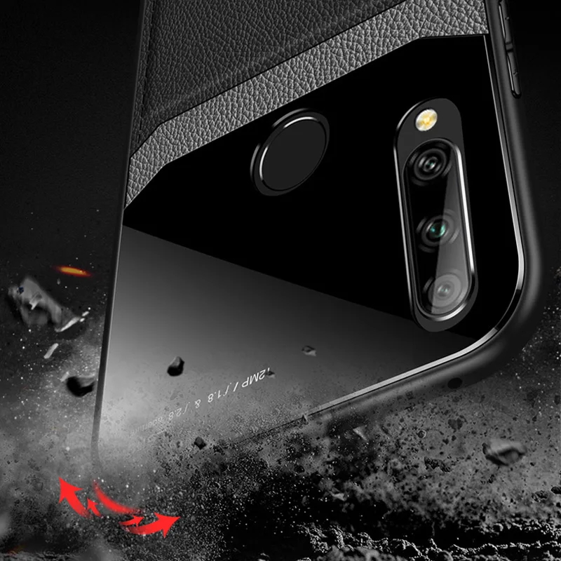 Противоударный чехол для Honor 9X Global Pro 8X 10i кожаный зеркальный стеклянный задней