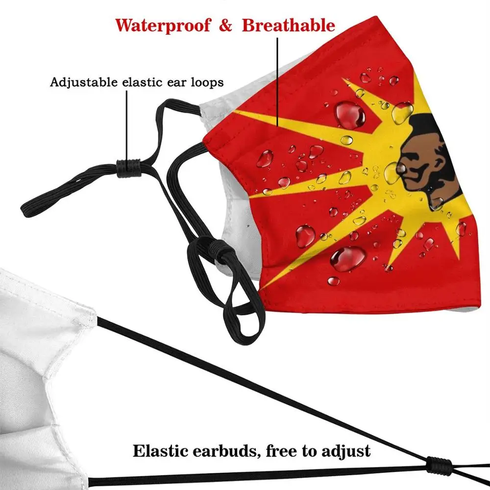 Маска из ткани с крутым смешным флагом Мохавк Воин Ирокез Канада и США желто-красного цвета высокого качества в HD.