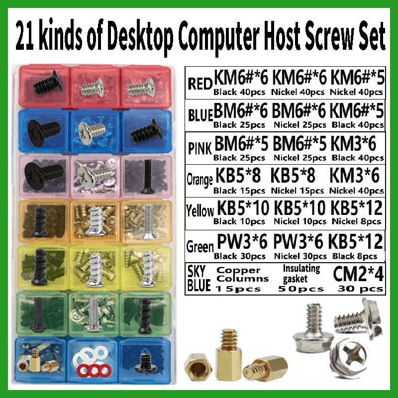 12kinds/21kinds of Desktop computer host screws set Graphics card Fan screw Motherboard Computer assembly Commonly used screws