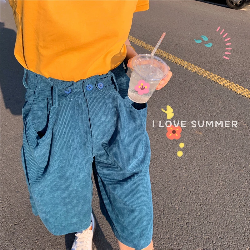 Шорты женские вельветовые прямые 6 цветов на пуговицах с карманами | Женская