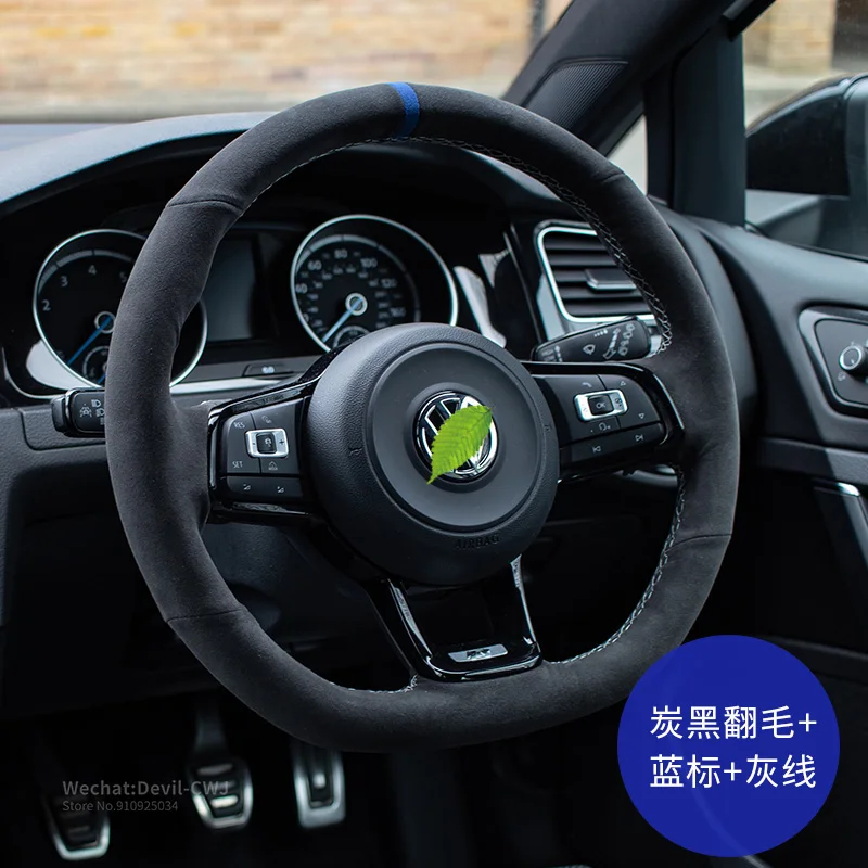 

steering wheel cover Suede leather For VW Lamando Bora Sagitar Magotan Passat CC Lavida Tiguan polo Golf Suture Grip Auto parts