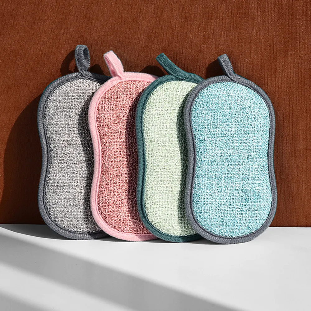 4 шт разные цвета Многоразовые Двусторонняя губки уборки вращающаяся Губки Ткань