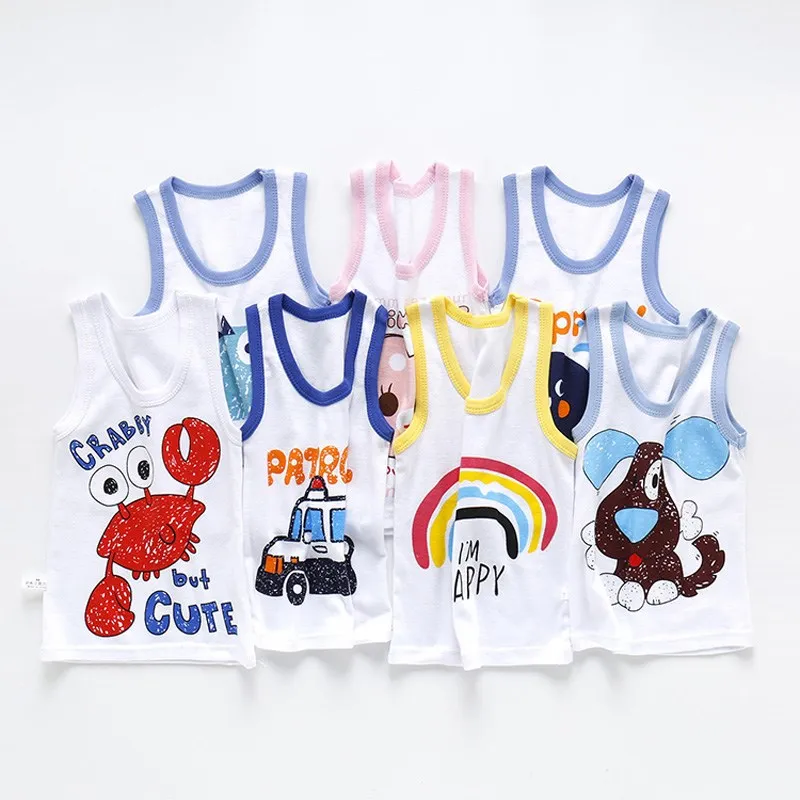Летняя одежда для малышей детский жилет с мультяшным принтом маленьких девочек и