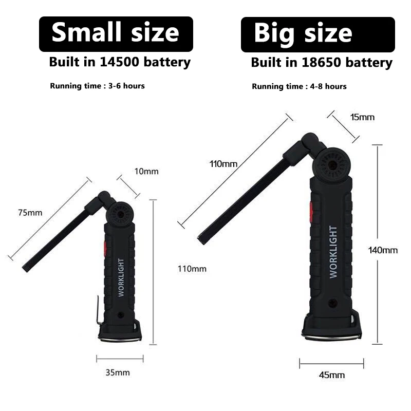 Portable Ligh COB Working LED Flashlight Lamp Built in USB Rechargeable Battery 3 Modes Torch Tail Magnet Emergency for Camping | Лампы и