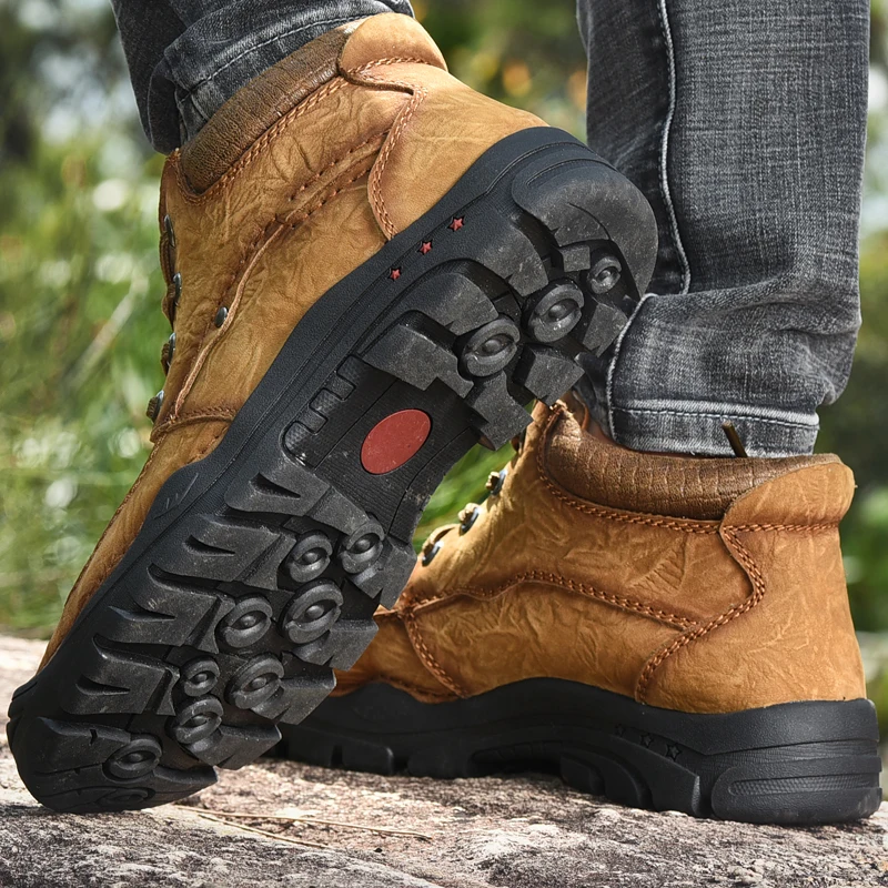 Ботинки мужские из натуральной коровьей кожи уличные водонепроницаемые