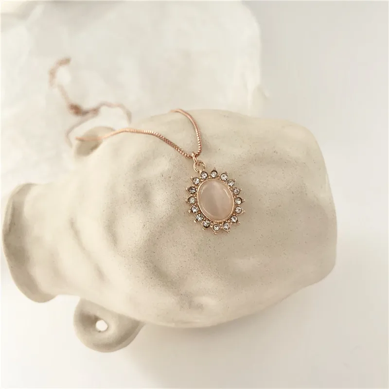 Модное изящное ожерелье с опаловым цветком и микроскопом для девочек