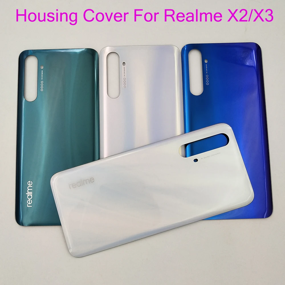 

Новинка, задняя крышка батарейного отсека для Realme X2 X3, задний корпус, стеклянный чехол для Realme X2 X3, Крышка батарейного отсека на клейкой осно...