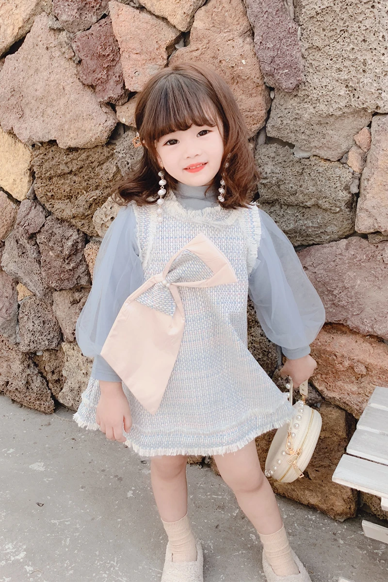 Платье-безрукавка в иностранном стиле для девочек Новинка 2019 года осеннее платье