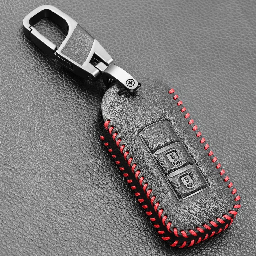 Leather Protect key fob skin cover case cap set for Mitsubishi Outlander ASX AXR RVR Nativa Pajero Montero Lancer Shogun Remote |