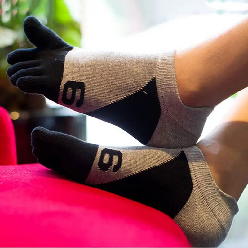 

Men's 1 Pair Men Mesh Sports Running Five Finger Toe Socks Casual Cotton Solid Sock Comfortable For Men