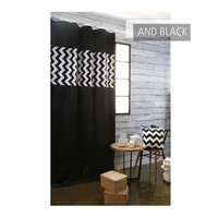 Nordic Black and White Blackout Curtains,Geometric Stripe Wave Printed Drape,Linen Zig Zag Shade Curtain for Living Room Bedroom