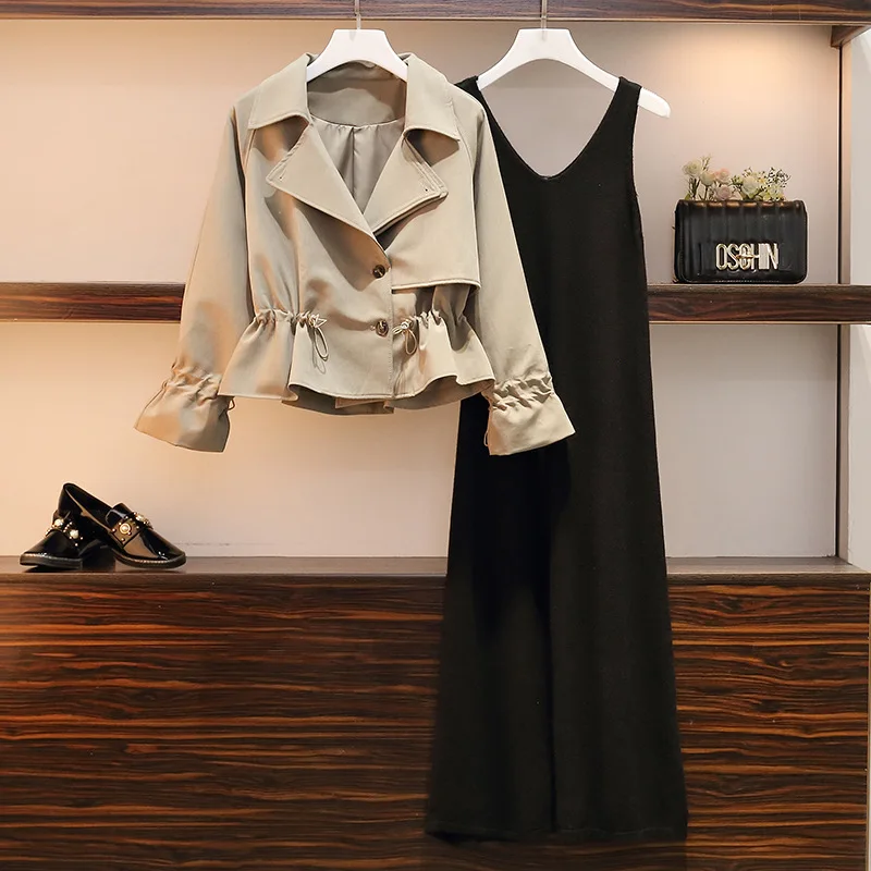 Женские Классические Куртки + платье-жилет офисные женские костюмы элегантная