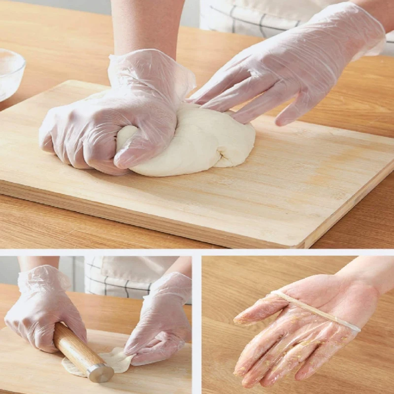 

Clear Gloves Disposable - Phone Touchable, Powder Free, Latex Free, Safety Protective Gloves(100Pcs M+100Pcs L)