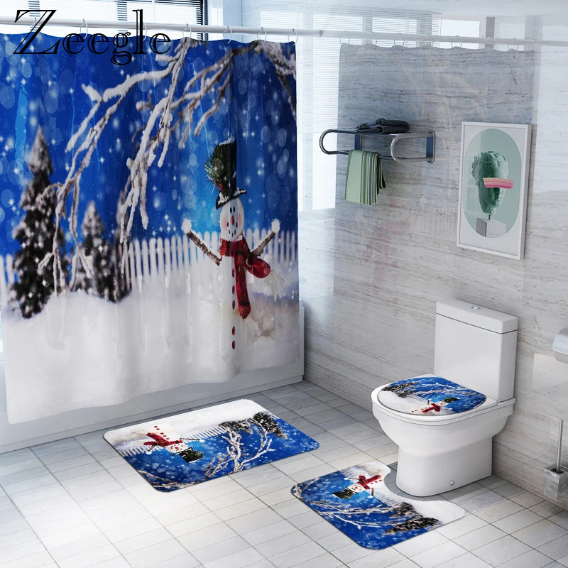 Занавеска для ванной 3 шт. набор ковриков Противоскользящий коврик комнаты душа