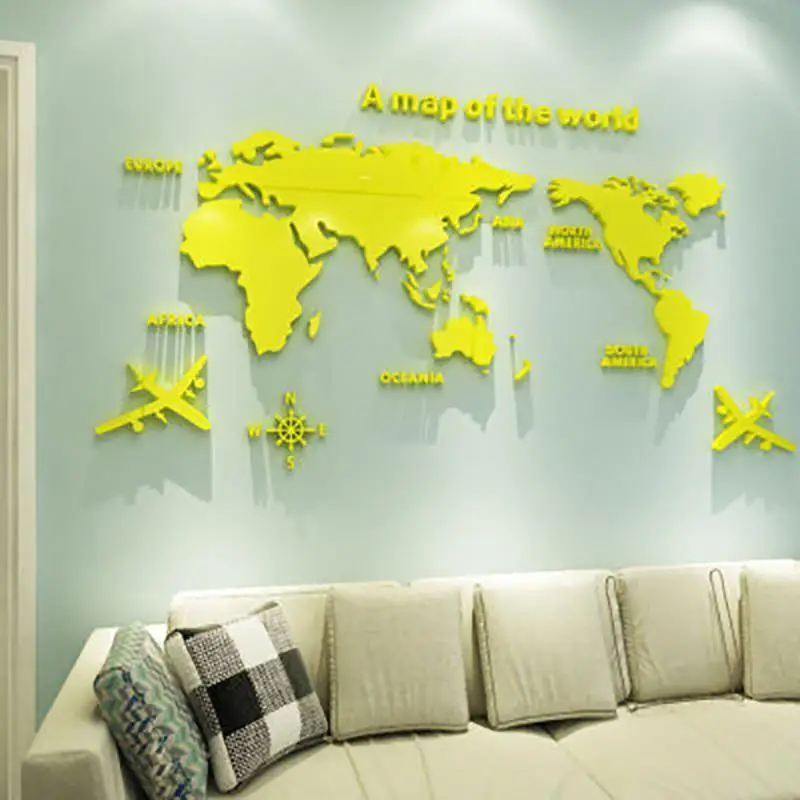 

World Map Acrylic Mirror Wall Sticker Creative DIY Home Office Art Decoration Living Room Bedroom Wall Decor