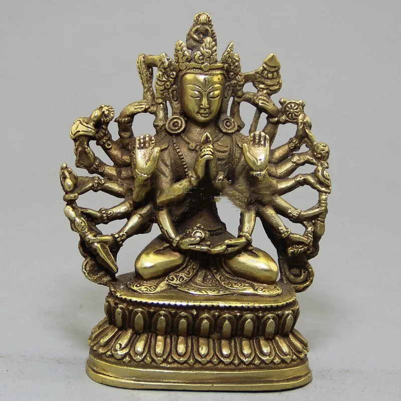 

China Tibetan Buddhism Copper Buddha Avalokiteshvara Thousand-Hand Guanyin Exorcism Collection Ornaments Statues et Sculptures