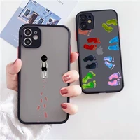 dog footprint paw colorful cute phone case for iphone 13 12 11 mini pro xr xs max 7 8 plus x matte transparent back cover