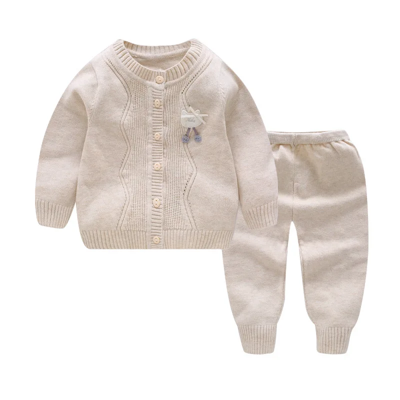 Зимний теплый вязаный свитер для маленьких девочек комплект одежды малышей