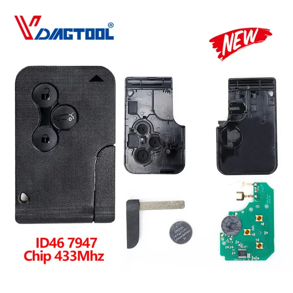 ID46 7947 433Mhz A 433 МГц 3 кнопки ID46 PCF7947 чип умный дистанционный ключ с аварийной вставкой для Renault Megane Scenic 2003-2008 ключ карта - Цвет: ID46 7947 433Mhz A