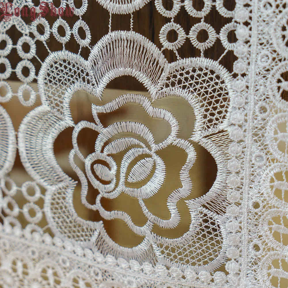 Современный Декор для дома Стиль вышитая Прозрачная Черная Цвет органза вуаль