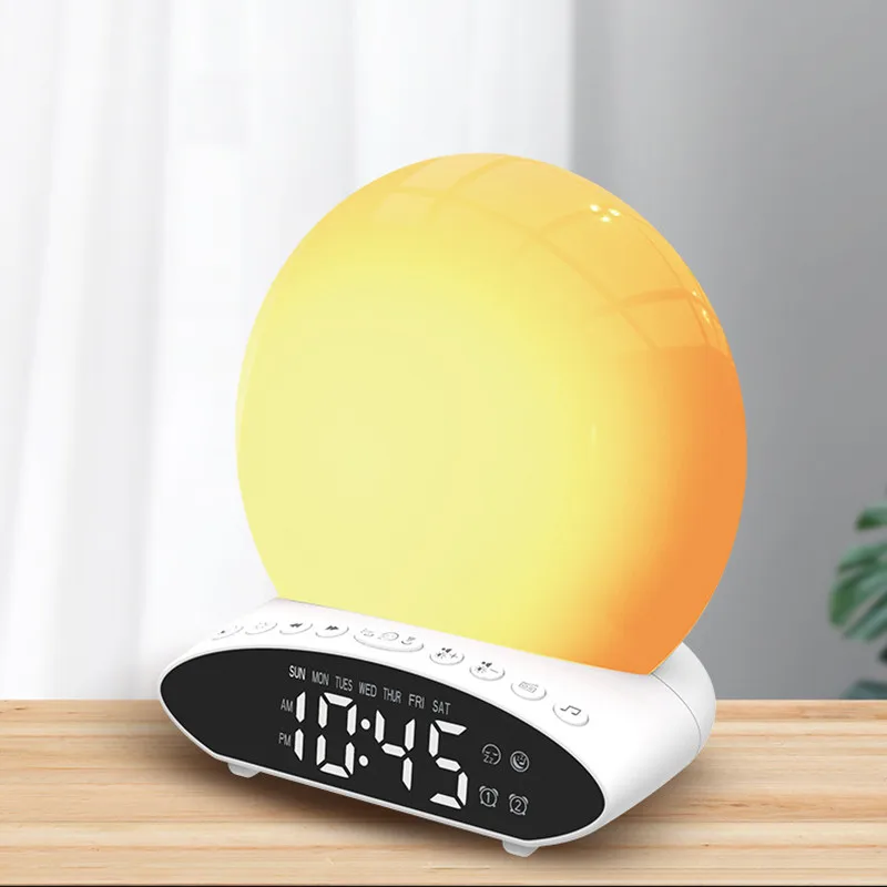 Wake Up Alarm Clock Projector Lamp Music Auxiliary Sleep Lamp Sunrise And Sunset Bedside Lamp FM Radio Colorful Atmosphere Lamp