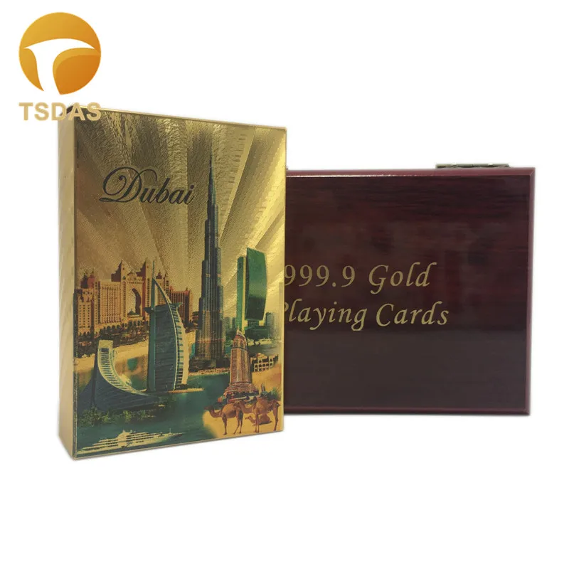 Colored 24k Gold Plated Playing Cards With Dubai Style Sports Leisure Game Poker Card Gift Box & Certificate Card|card card|cards playingcards gold |