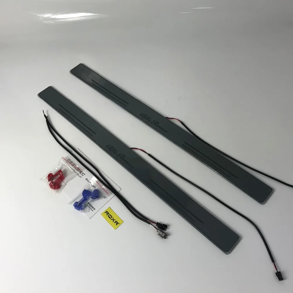 

Express delivery led door sill plate strip welcome light threshold guard protectors for alfa romeo