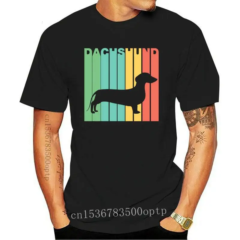 

2019 New 100% Cotton Quality Funny O Neck T-Shirt Vintage 1970'S Style Dachshund Silhouette Dog Owner T-Shirt Graphic T-Shirts