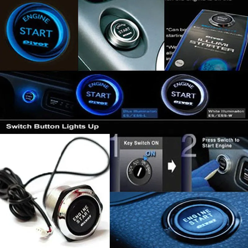 

12V Car Engine Start Kit Push Button Switch Ignition Start Kit Blue LED Charging Starting Systems Push Start Button